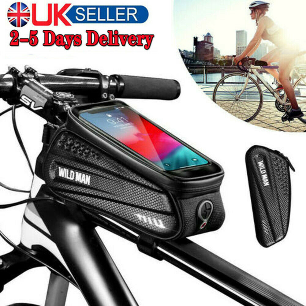 Waterproof MTB Mountain Bike Frame Front Bag Pannier Bicycle Mobile Phone Holder
